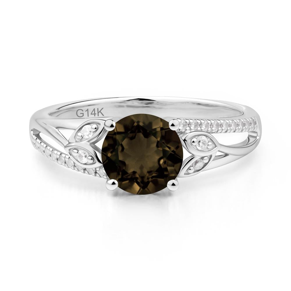 Leaf Inspired Smoky Quartz Engagement Ring - LUO Jewelry #metal_14k white gold