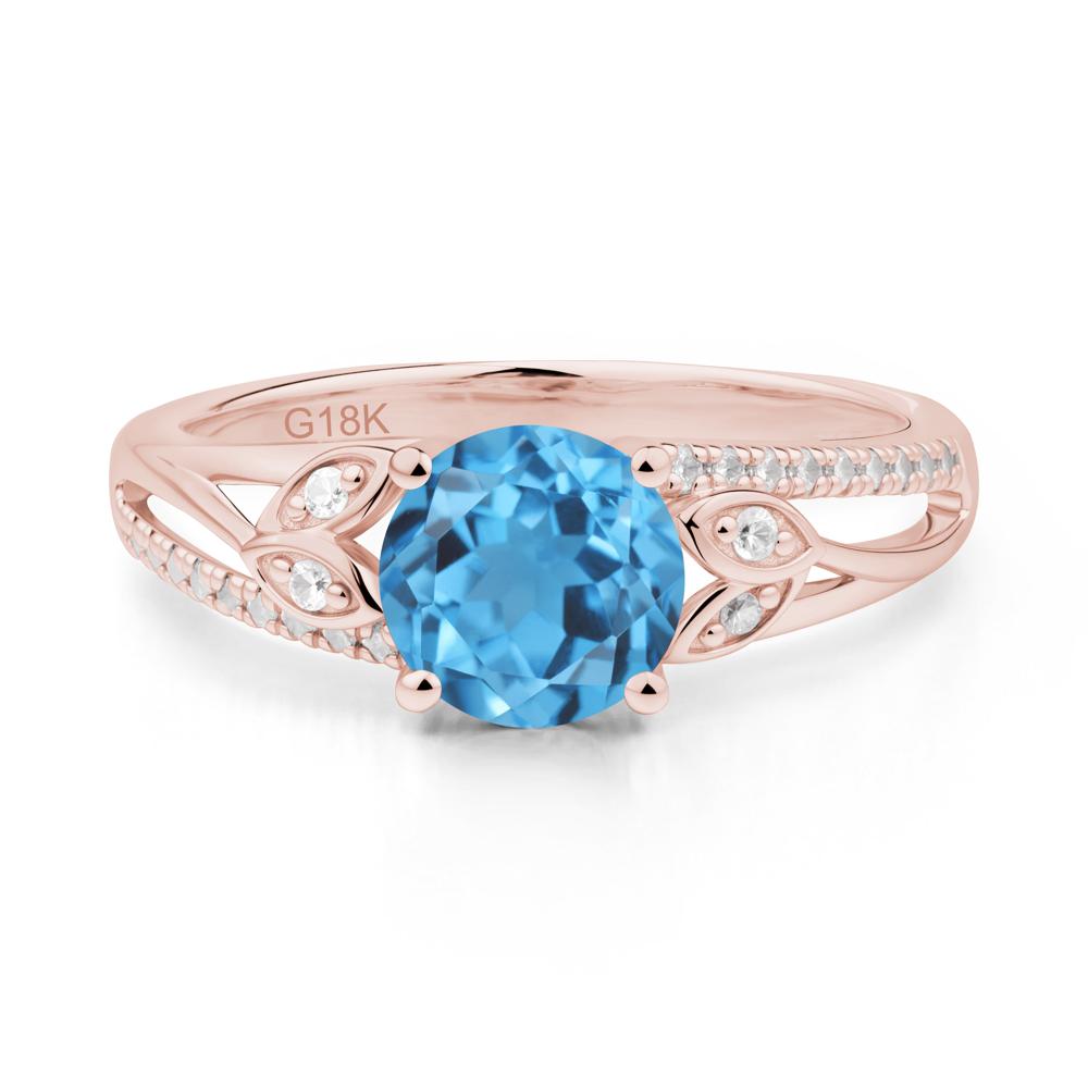 Leaf Inspired Swiss Blue Topaz Engagement Ring - LUO Jewelry #metal_18k rose gold