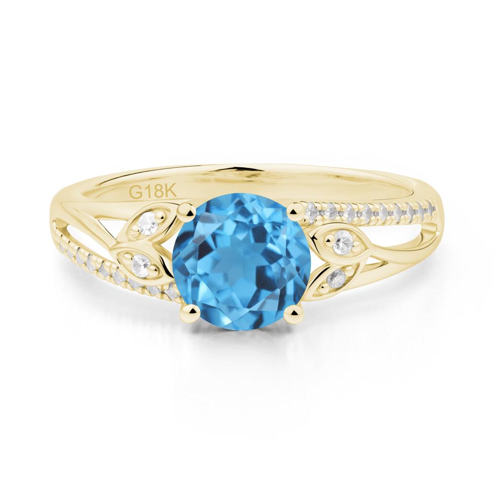 Leaf Inspired Swiss Blue Topaz Engagement Ring - LUO Jewelry #metal_18k yellow gold