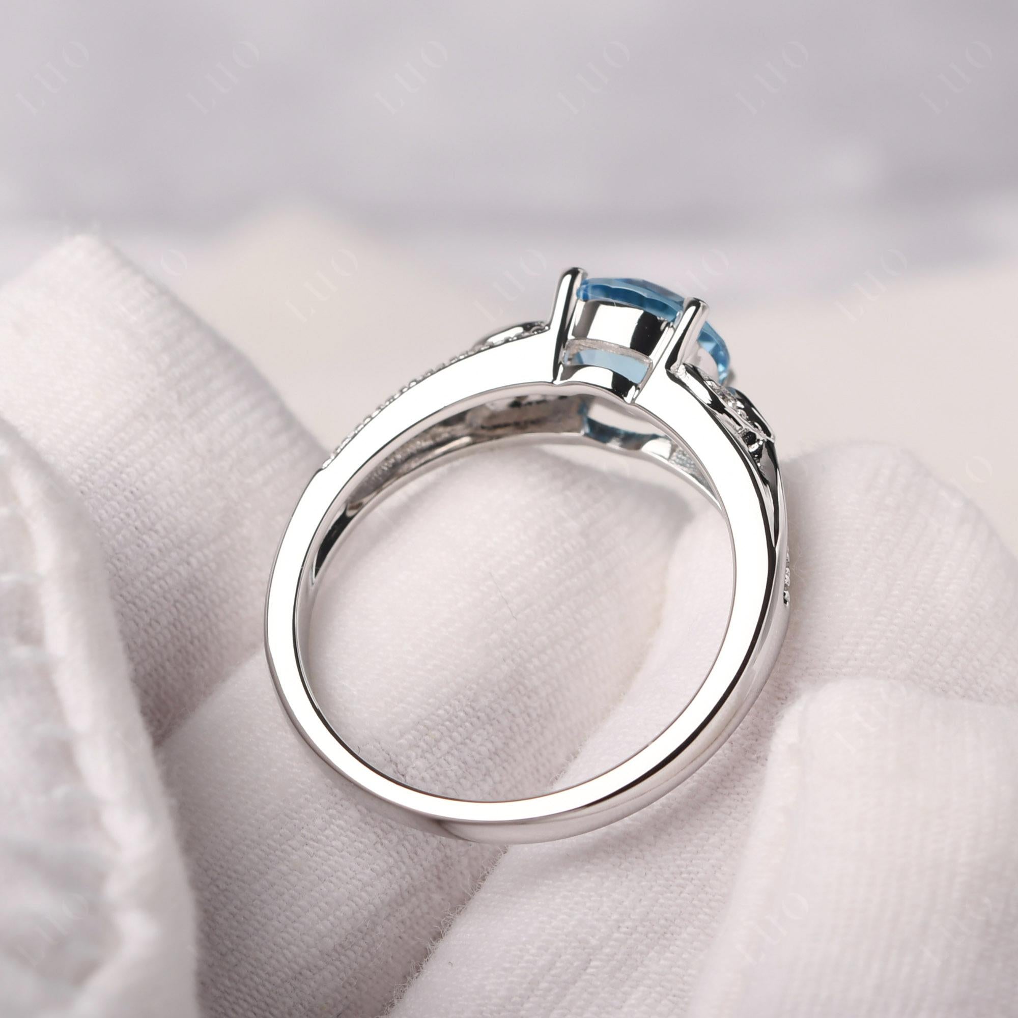 Leaf Inspired Swiss Blue Topaz Engagement Ring - LUO Jewelry
