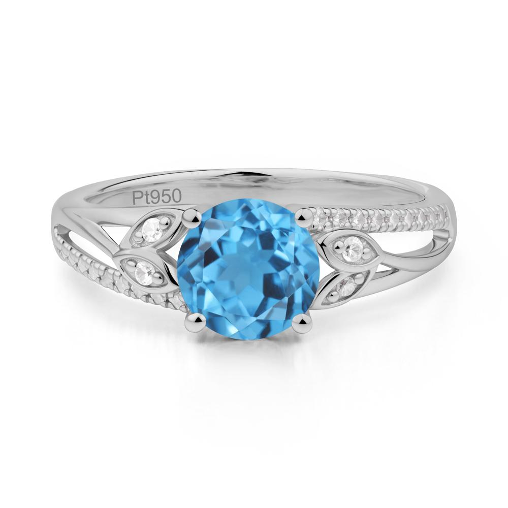 Leaf Inspired Swiss Blue Topaz Engagement Ring - LUO Jewelry #metal_platinum