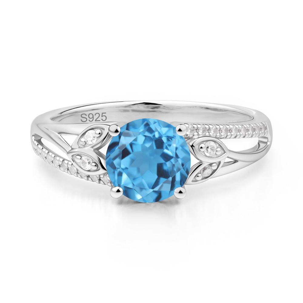 Leaf Inspired Swiss Blue Topaz Engagement Ring - LUO Jewelry #metal_sterling silver