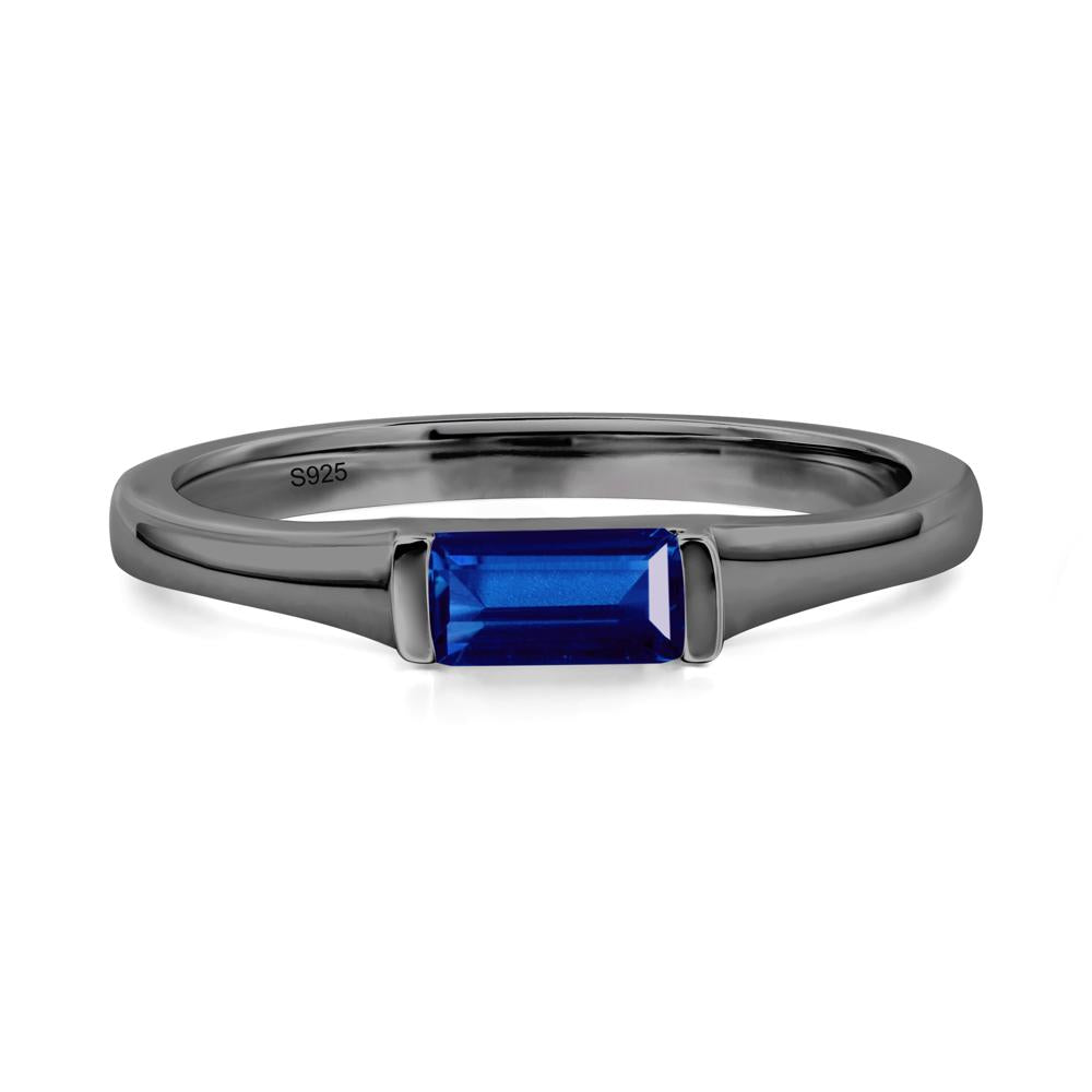 Sapphire Baguette Ring - LUO Jewelry #metal_black finish sterling silver