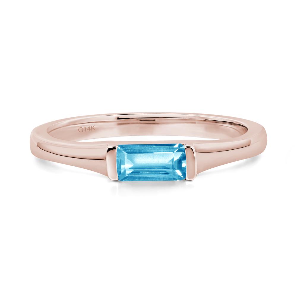Swiss Blue Topaz Baguette Ring - LUO Jewelry #metal_14k rose gold
