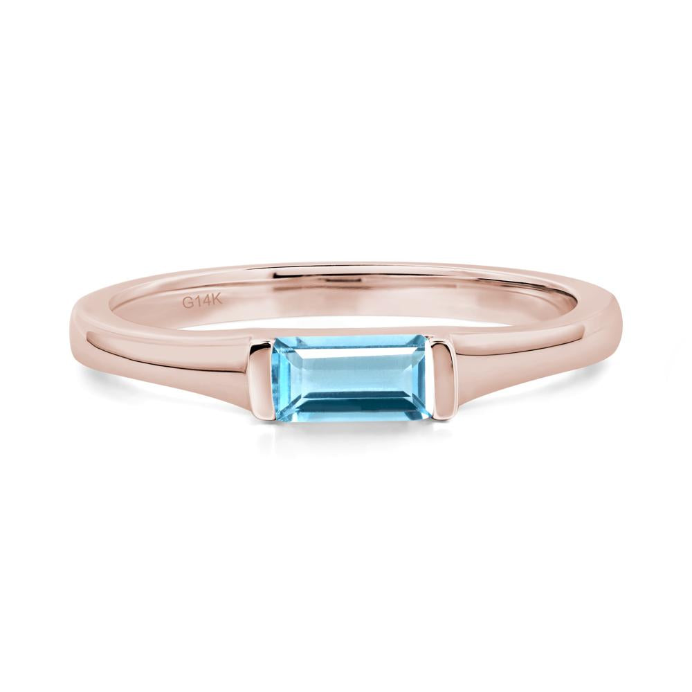 Swiss Blue Topaz Baguette Ring - LUO Jewelry #metal_14k rose gold