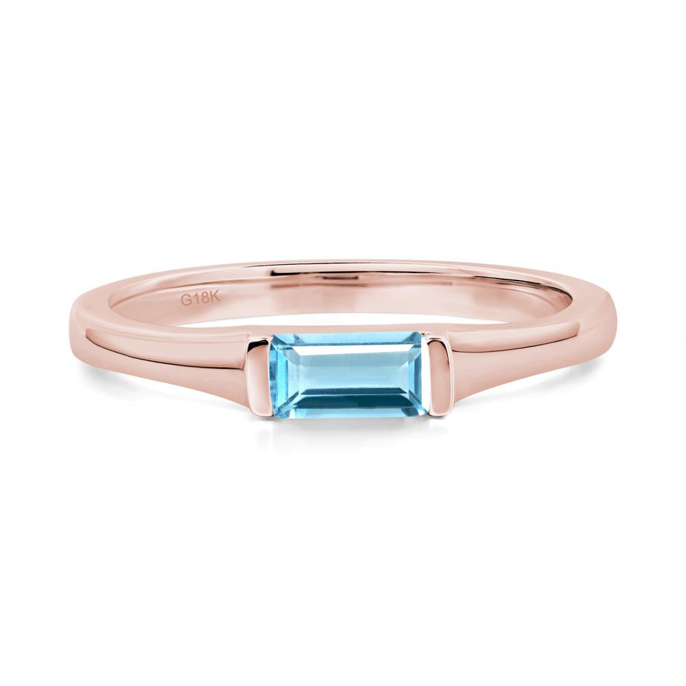 Swiss Blue Topaz Baguette Ring - LUO Jewelry #metal_18k rose gold