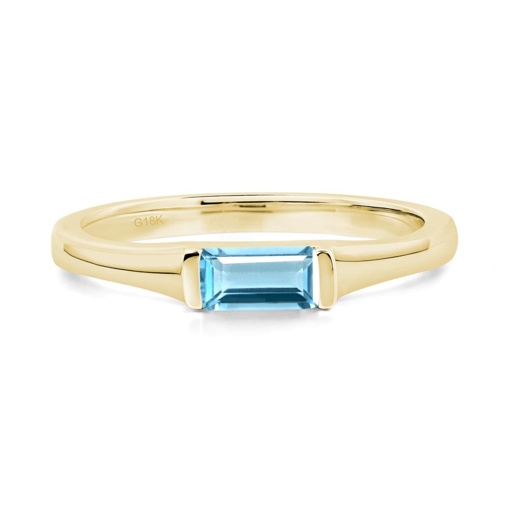 Swiss Blue Topaz Baguette Ring - LUO Jewelry #metal_18k yellow gold