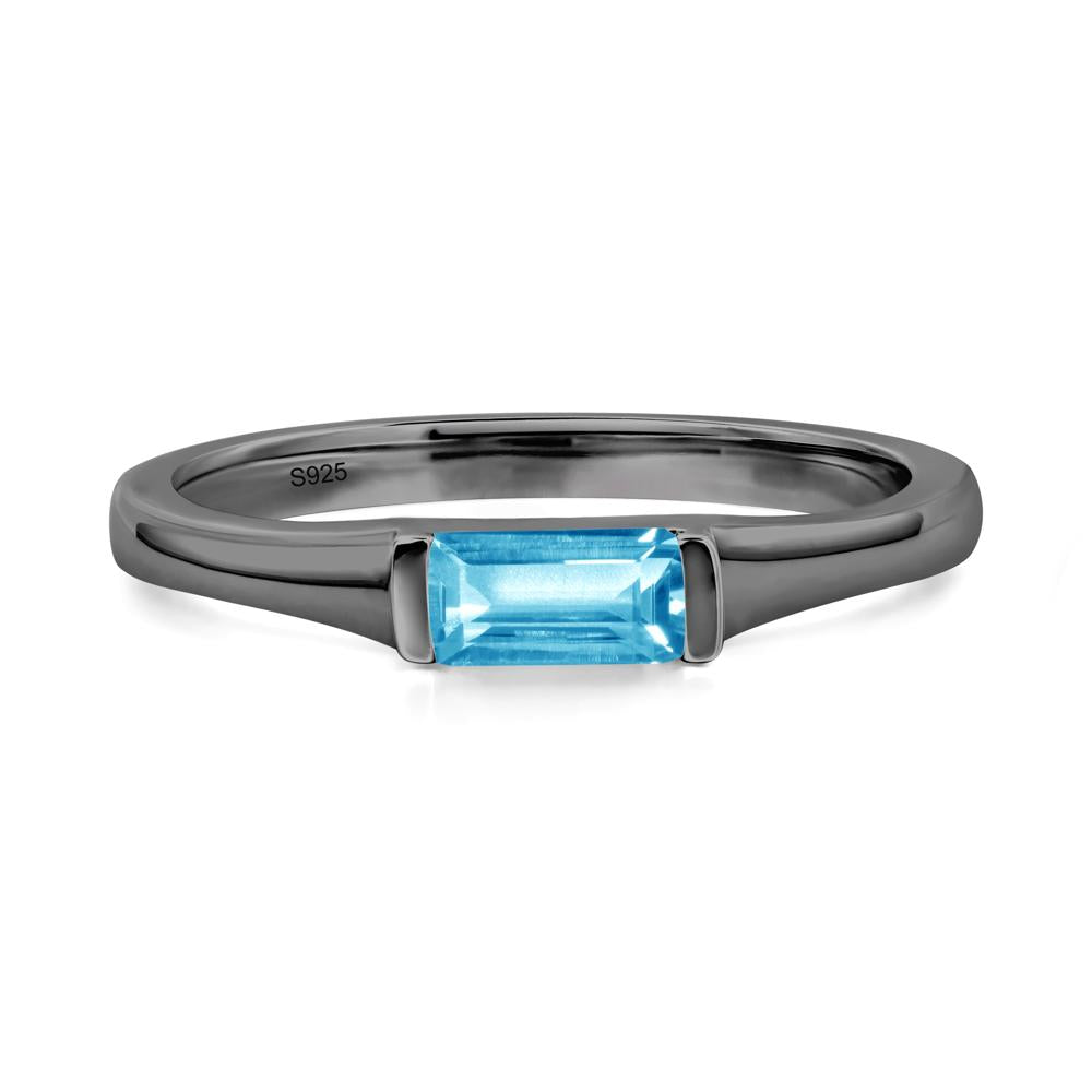 Swiss Blue Topaz Baguette Ring - LUO Jewelry #metal_black finish sterling silver