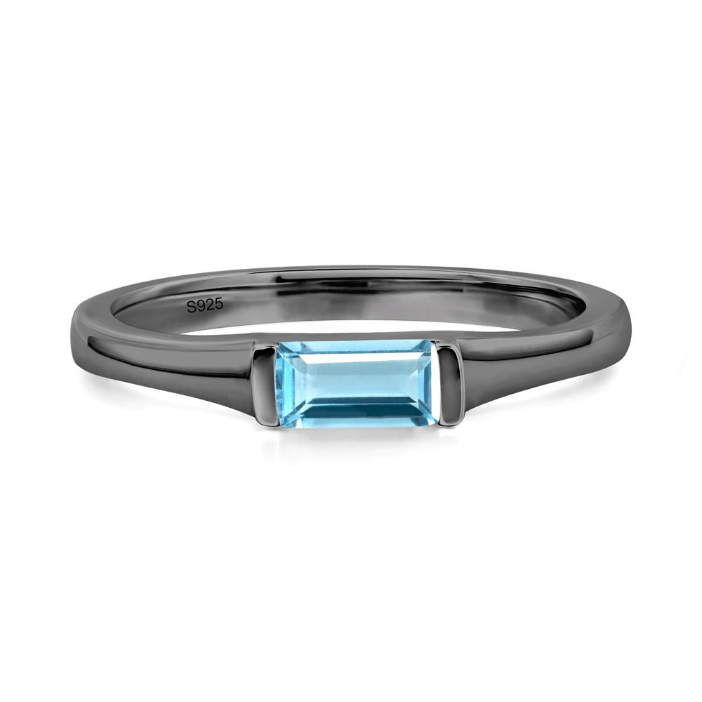 Swiss Blue Topaz Baguette Ring - LUO Jewelry #metal_black finish sterling silver