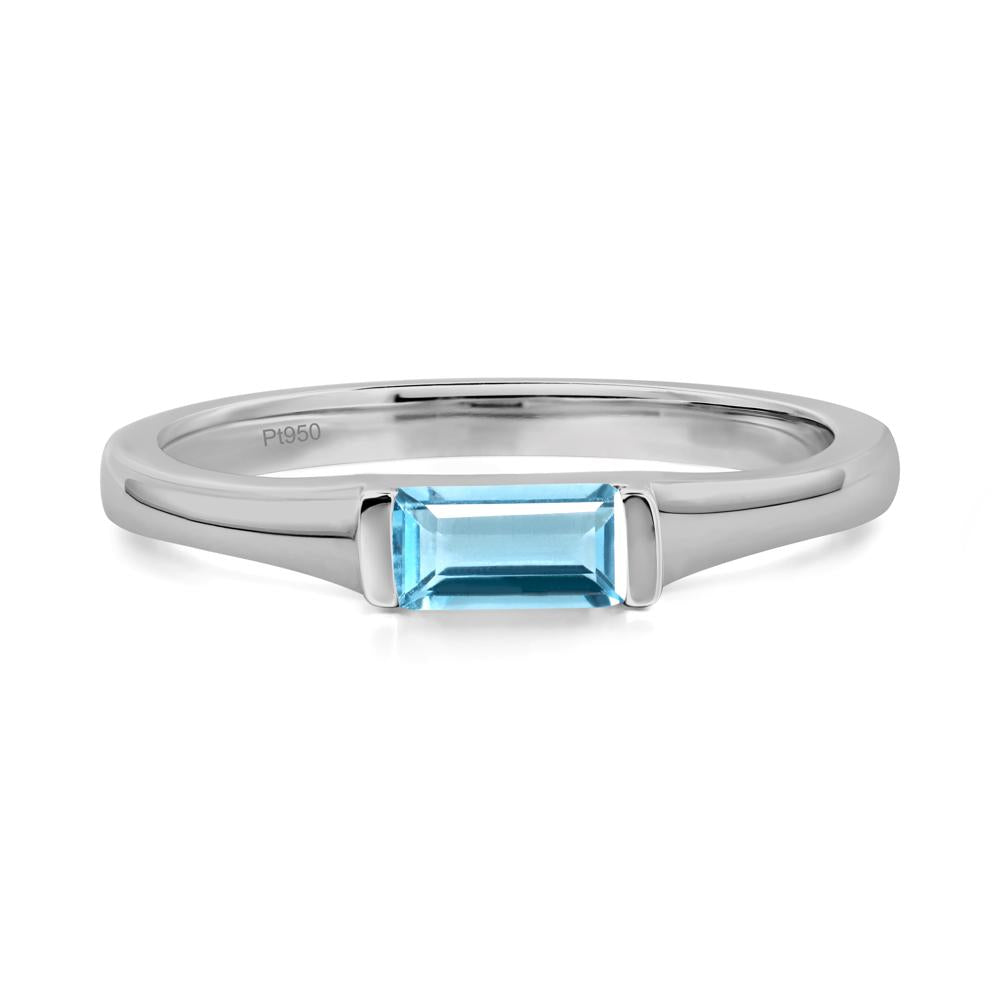 Swiss Blue Topaz Baguette Ring - LUO Jewelry #metal_platinum