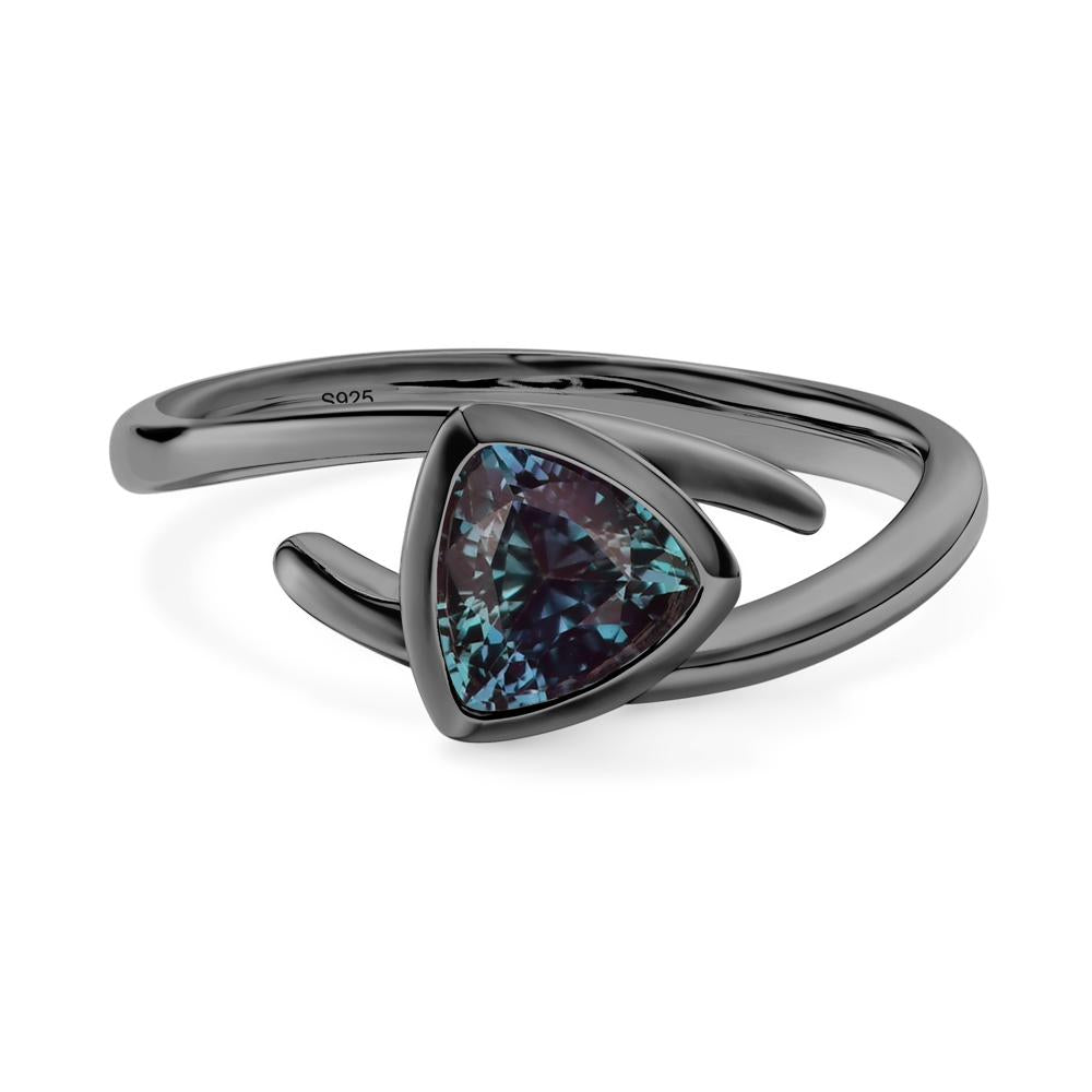 Bezel Set Alexandrite Ring - LUO Jewelry #metal_black finish sterling silver