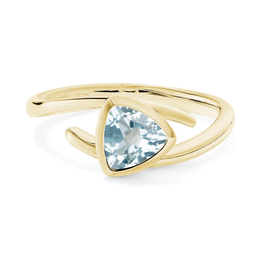 Bezel Set Aquamarine Ring - LUO Jewelry #metal_18k yellow gold
