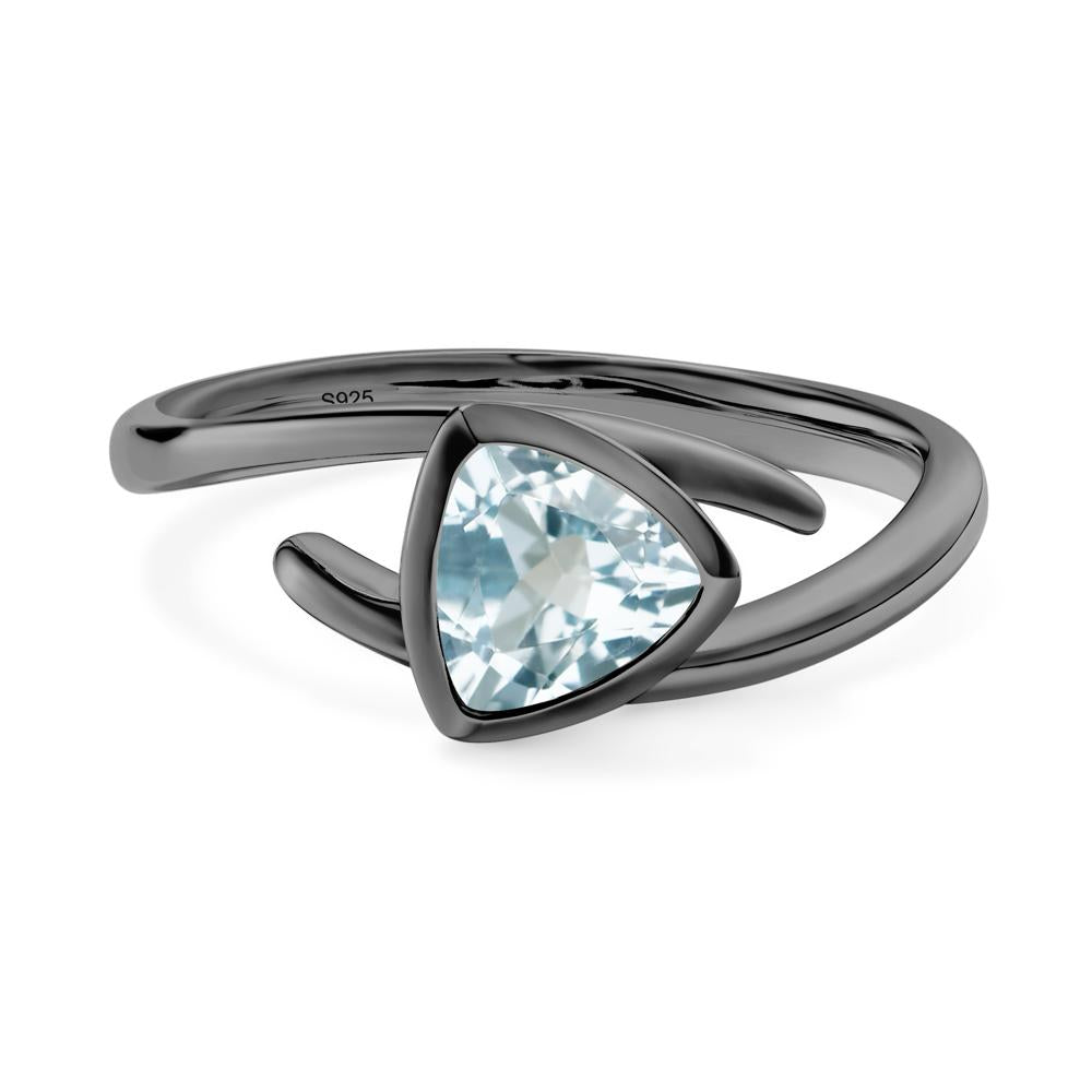 Bezel Set Aquamarine Ring - LUO Jewelry #metal_black finish sterling silver