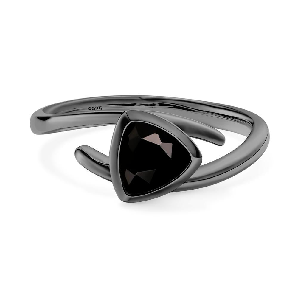 Bezel Set Black Spinel Ring - LUO Jewelry #metal_black finish sterling silver