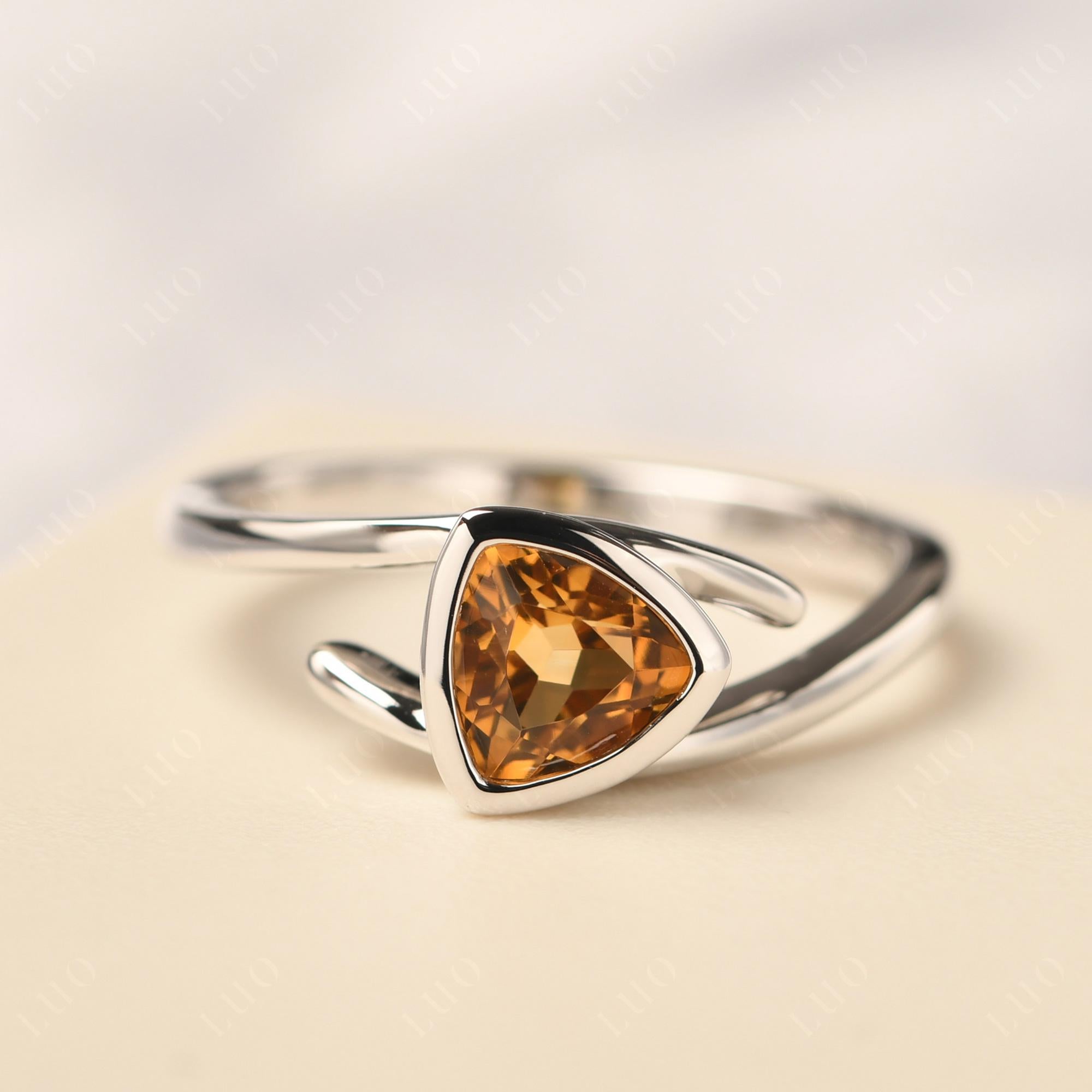 Bezel Set Citrine Ring - LUO Jewelry