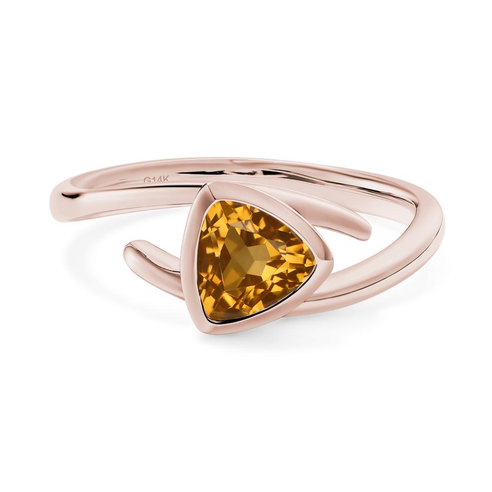 Bezel Set Citrine Ring - LUO Jewelry #metal_14k rose gold