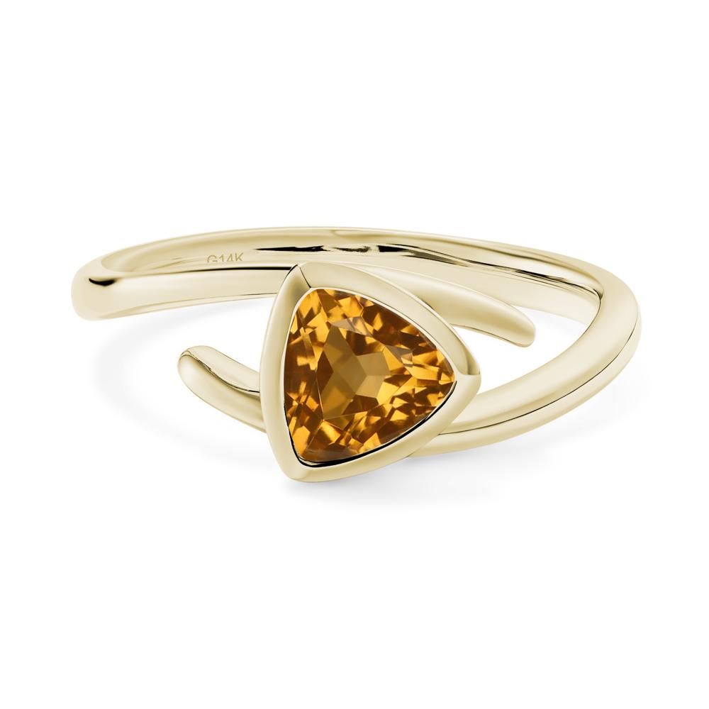 Bezel Set Citrine Ring - LUO Jewelry #metal_14k yellow gold