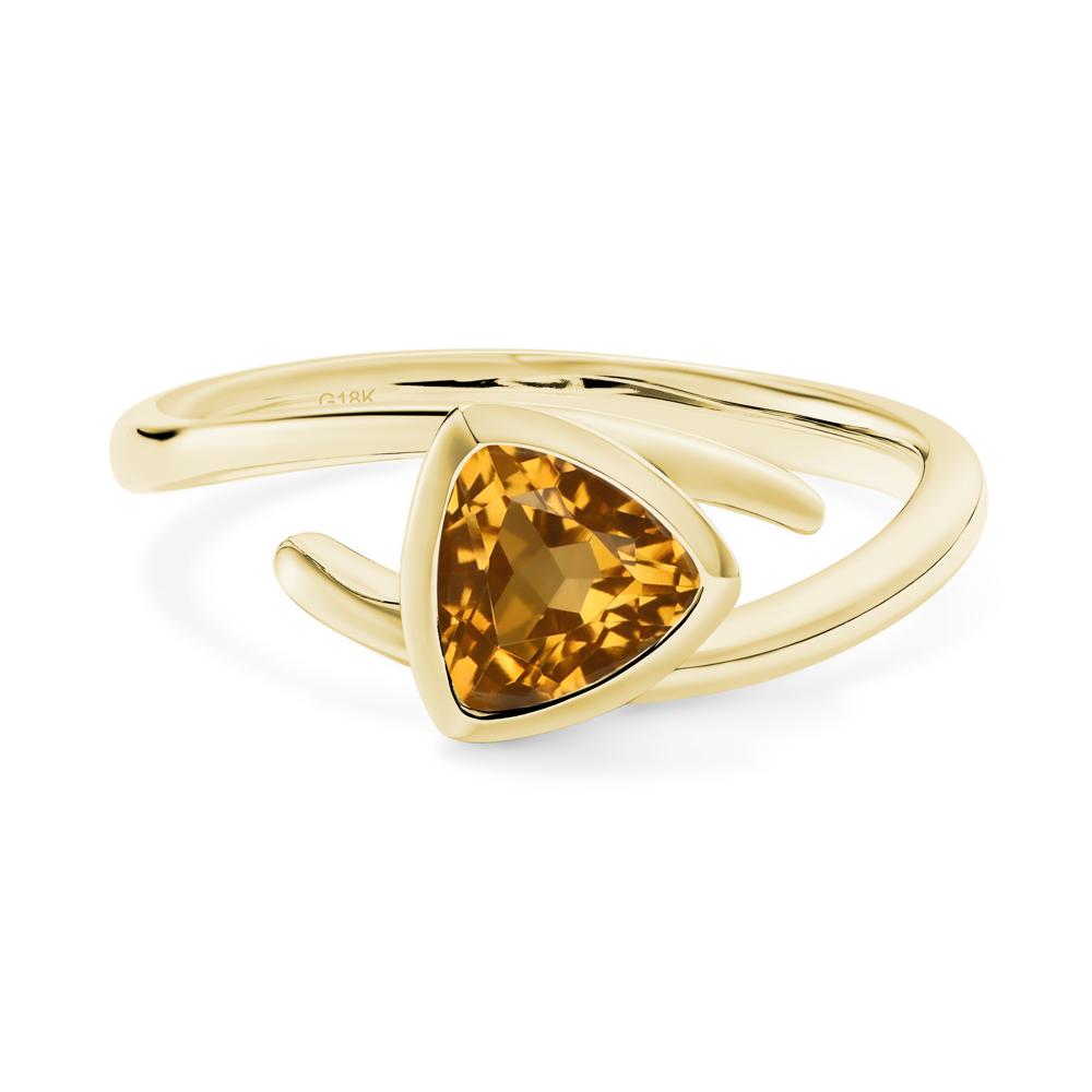 Bezel Set Citrine Ring - LUO Jewelry #metal_18k yellow gold