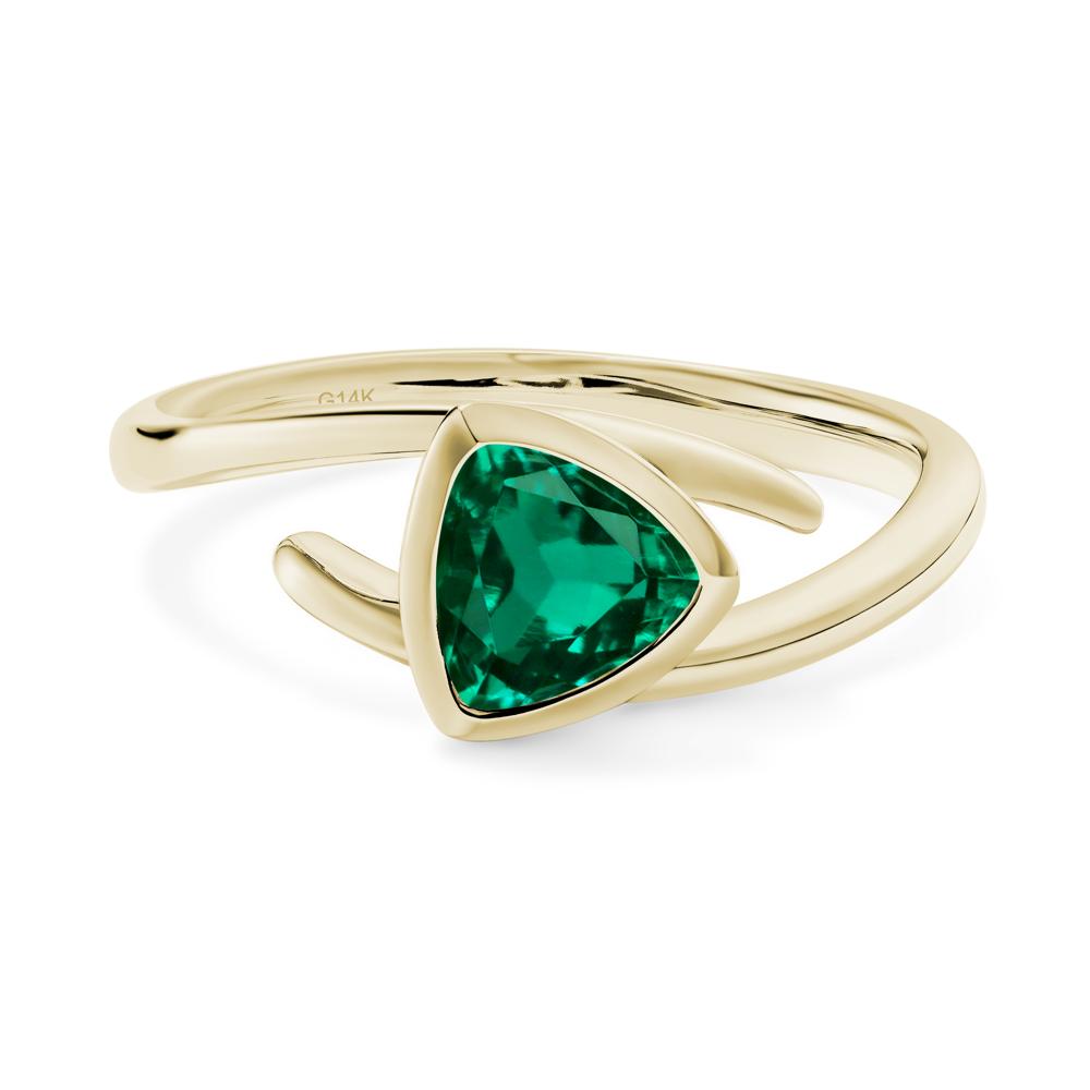 Bezel Set Emerald Ring - LUO Jewelry #metal_14k yellow gold