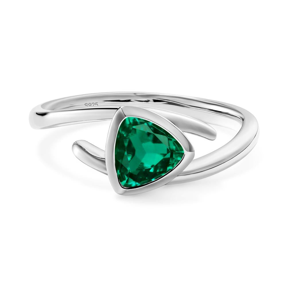 Bezel Set Emerald Ring - LUO Jewelry #metal_sterling silver
