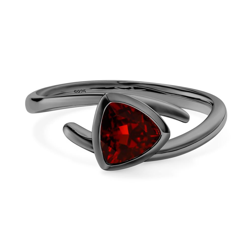 Bezel Set Garnet Ring - LUO Jewelry #metal_black finish sterling silver