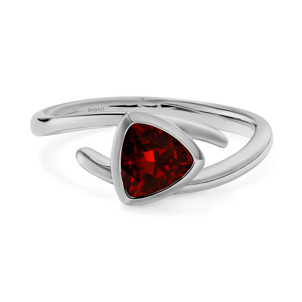 Bezel Set Garnet Ring - LUO Jewelry #metal_platinum