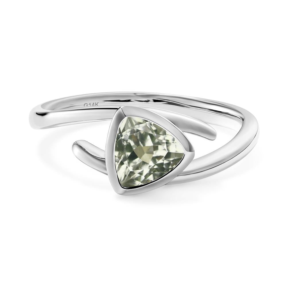Bezel Set Green Amethyst Ring - LUO Jewelry #metal_14k white gold