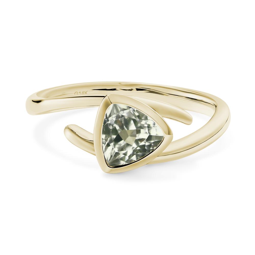 Bezel Set Green Amethyst Ring - LUO Jewelry #metal_14k yellow gold
