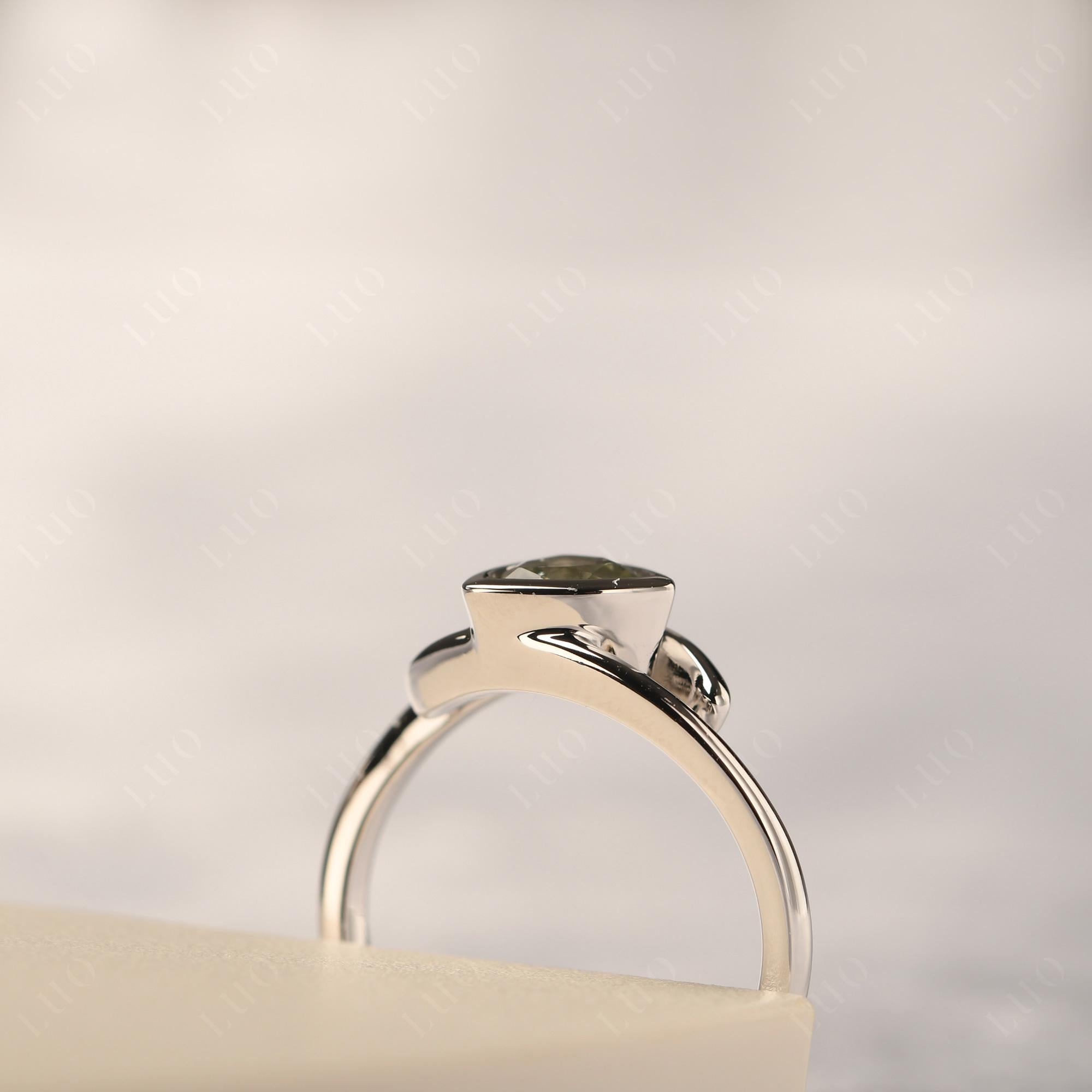 Bezel Set Green Amethyst Ring - LUO Jewelry