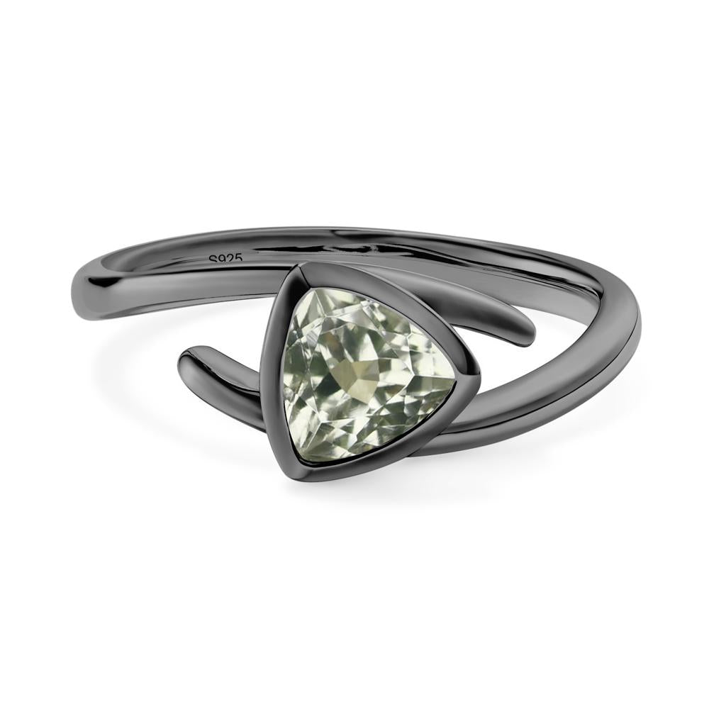 Bezel Set Green Amethyst Ring - LUO Jewelry #metal_black finish sterling silver