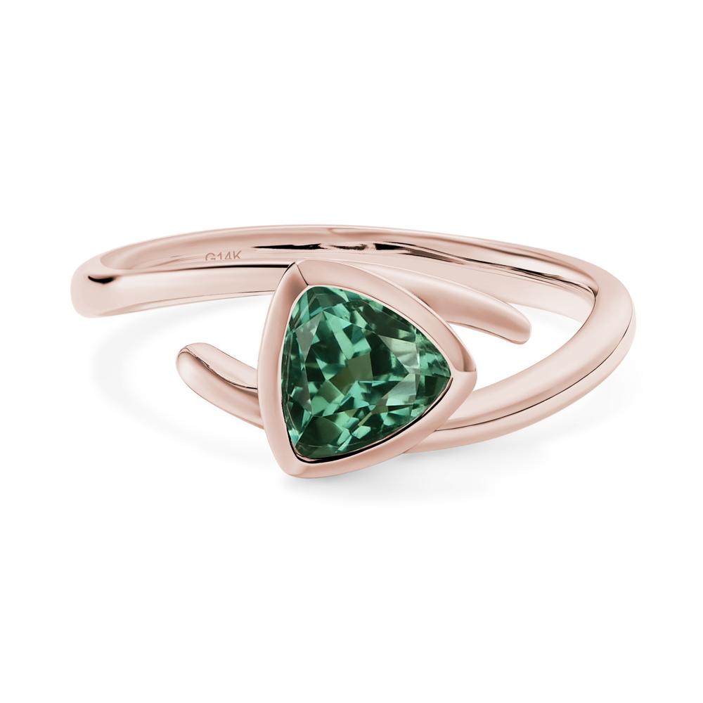 Bezel Set Green Sapphire Ring - LUO Jewelry #metal_14k rose gold