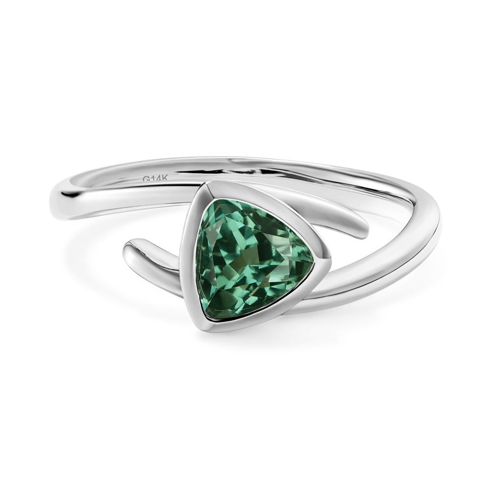 Bezel Set Green Sapphire Ring - LUO Jewelry #metal_14k white gold