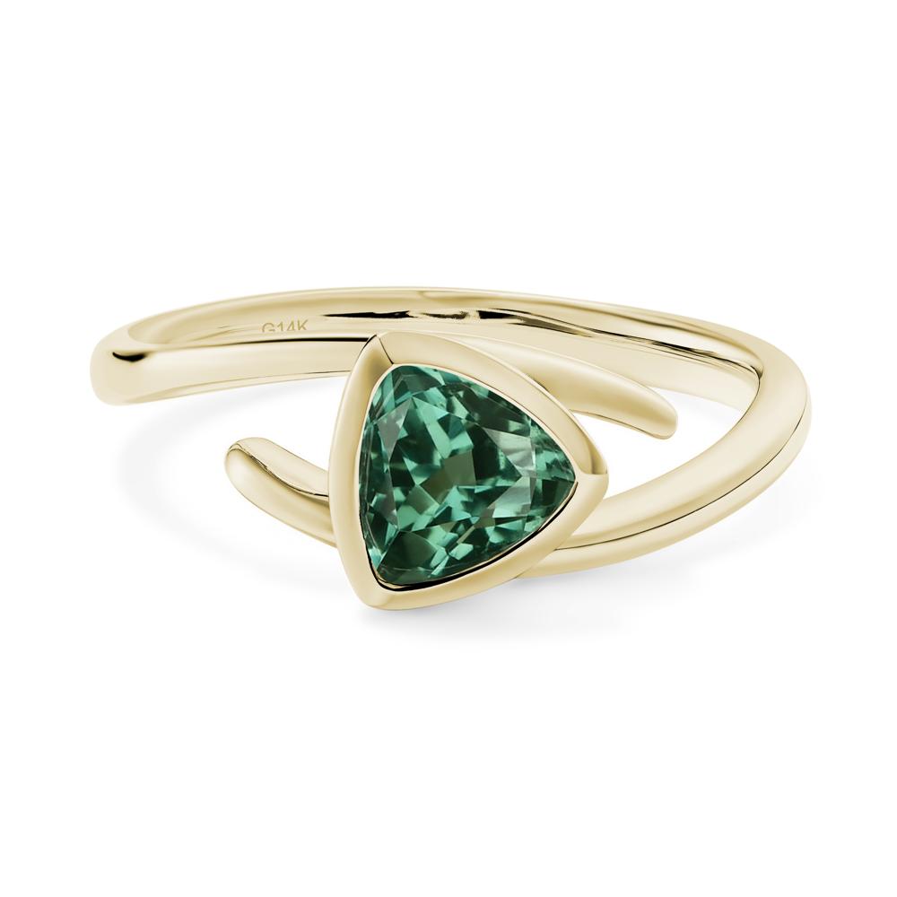 Bezel Set Green Sapphire Ring - LUO Jewelry #metal_14k yellow gold