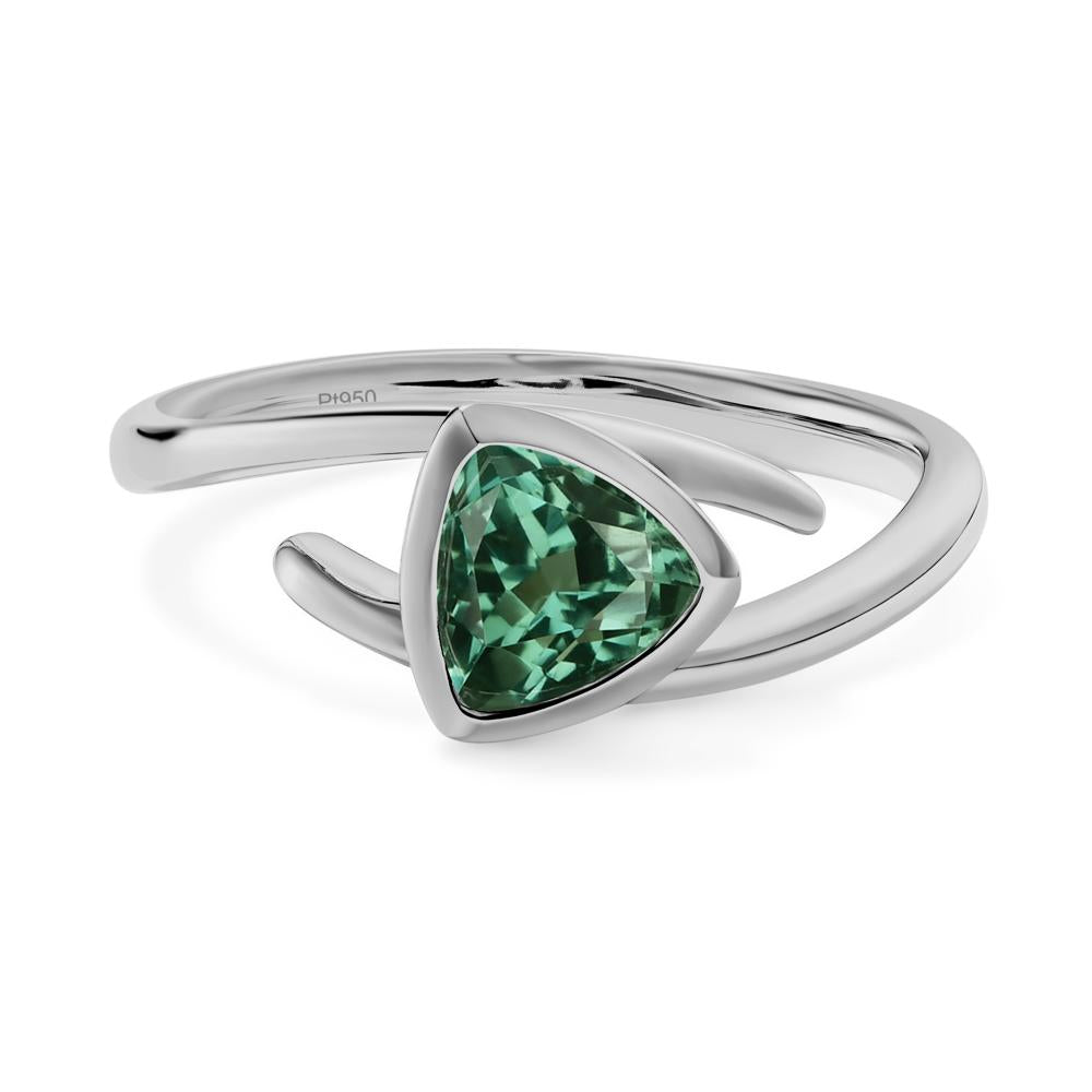 Bezel Set Green Sapphire Ring - LUO Jewelry #metal_platinum