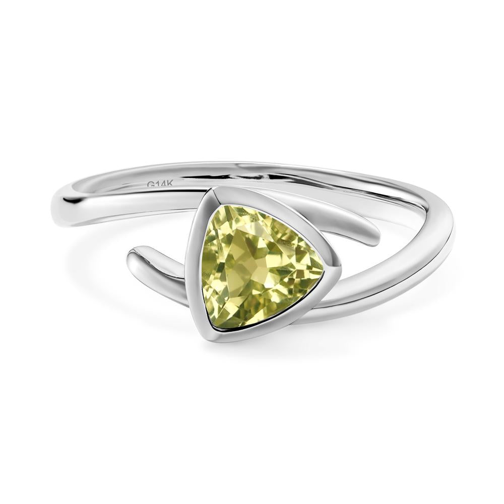 Bezel Set Lemon Quartz Ring - LUO Jewelry #metal_14k white gold
