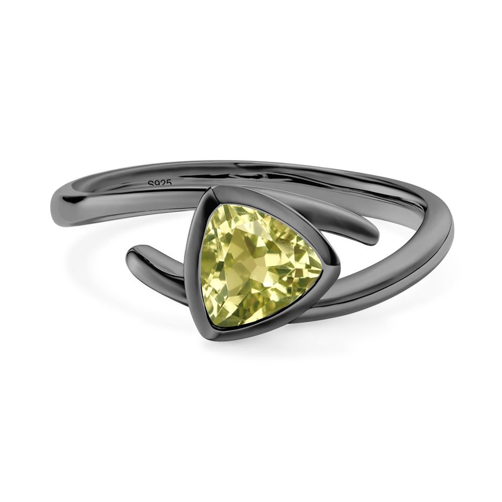 Bezel Set Lemon Quartz Ring - LUO Jewelry #metal_black finish sterling silver