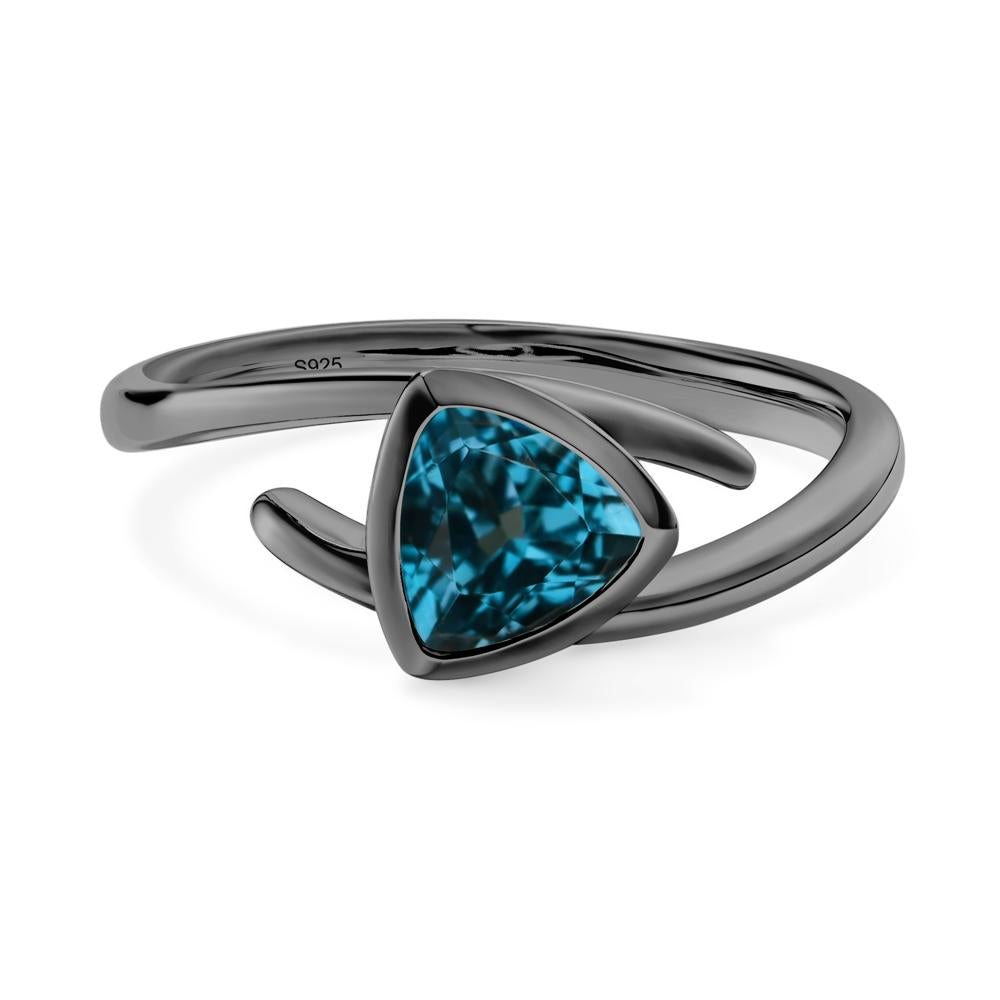 Bezel Set London Blue Topaz Ring - LUO Jewelry #metal_black finish sterling silver