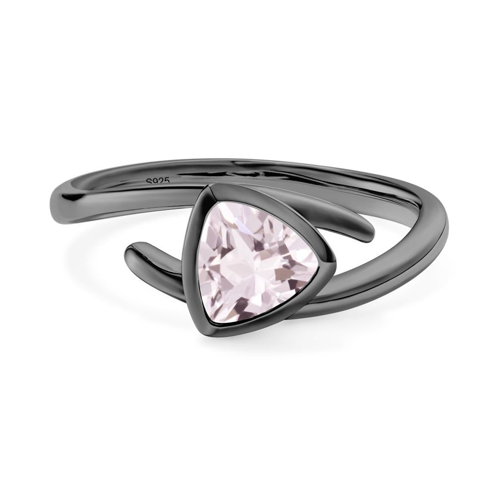 Bezel Set Morganite Ring - LUO Jewelry #metal_black finish sterling silver