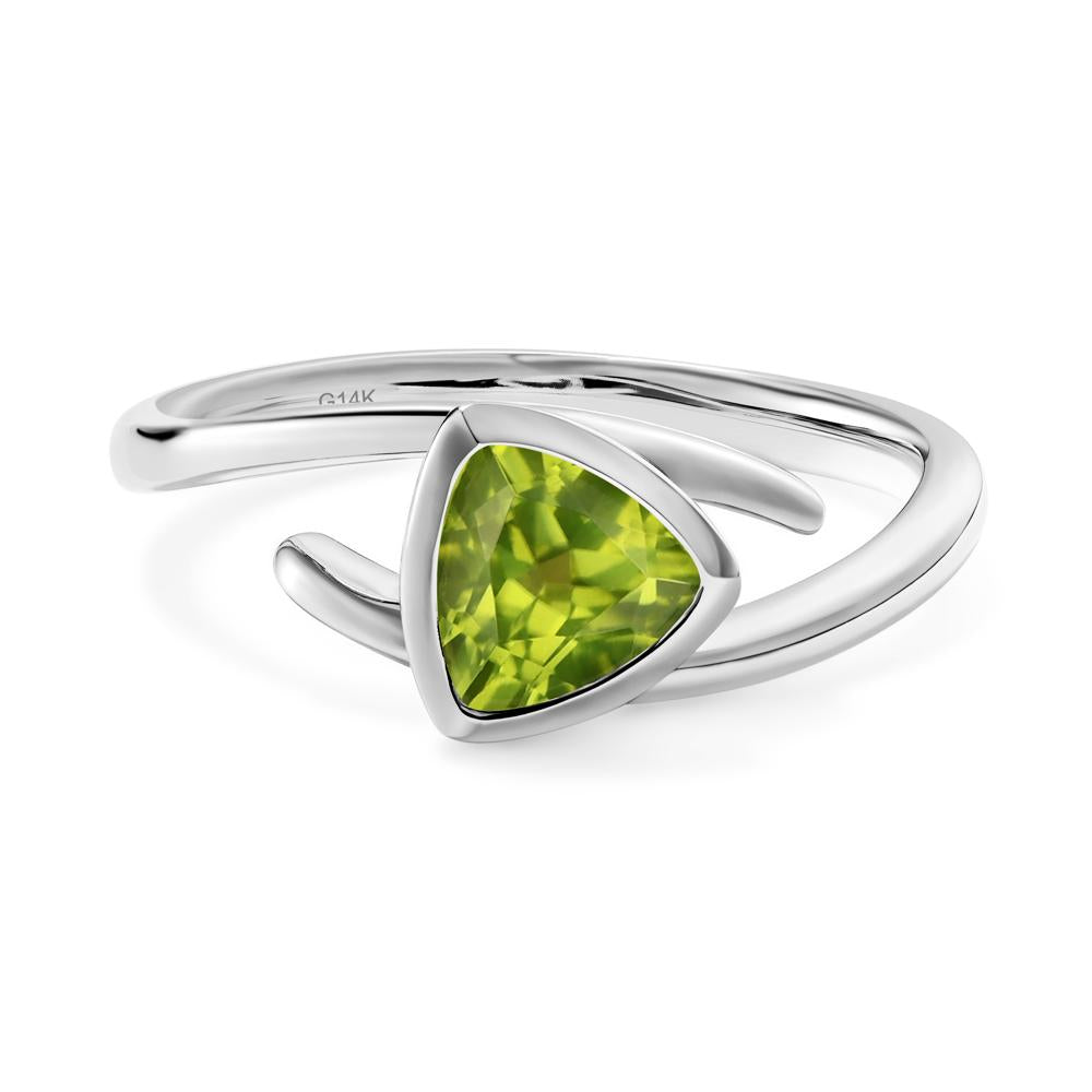 Bezel Set Peridot Ring - LUO Jewelry #metal_14k white gold