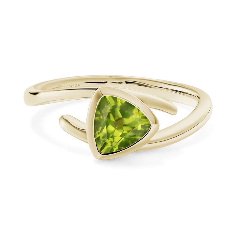 Bezel Set Peridot Ring - LUO Jewelry #metal_14k yellow gold