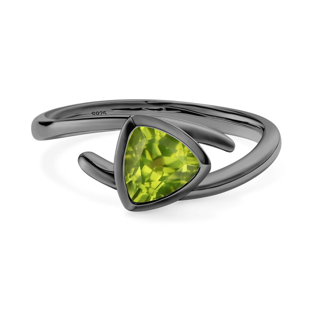 Bezel Set Peridot Ring - LUO Jewelry #metal_black finish sterling silver