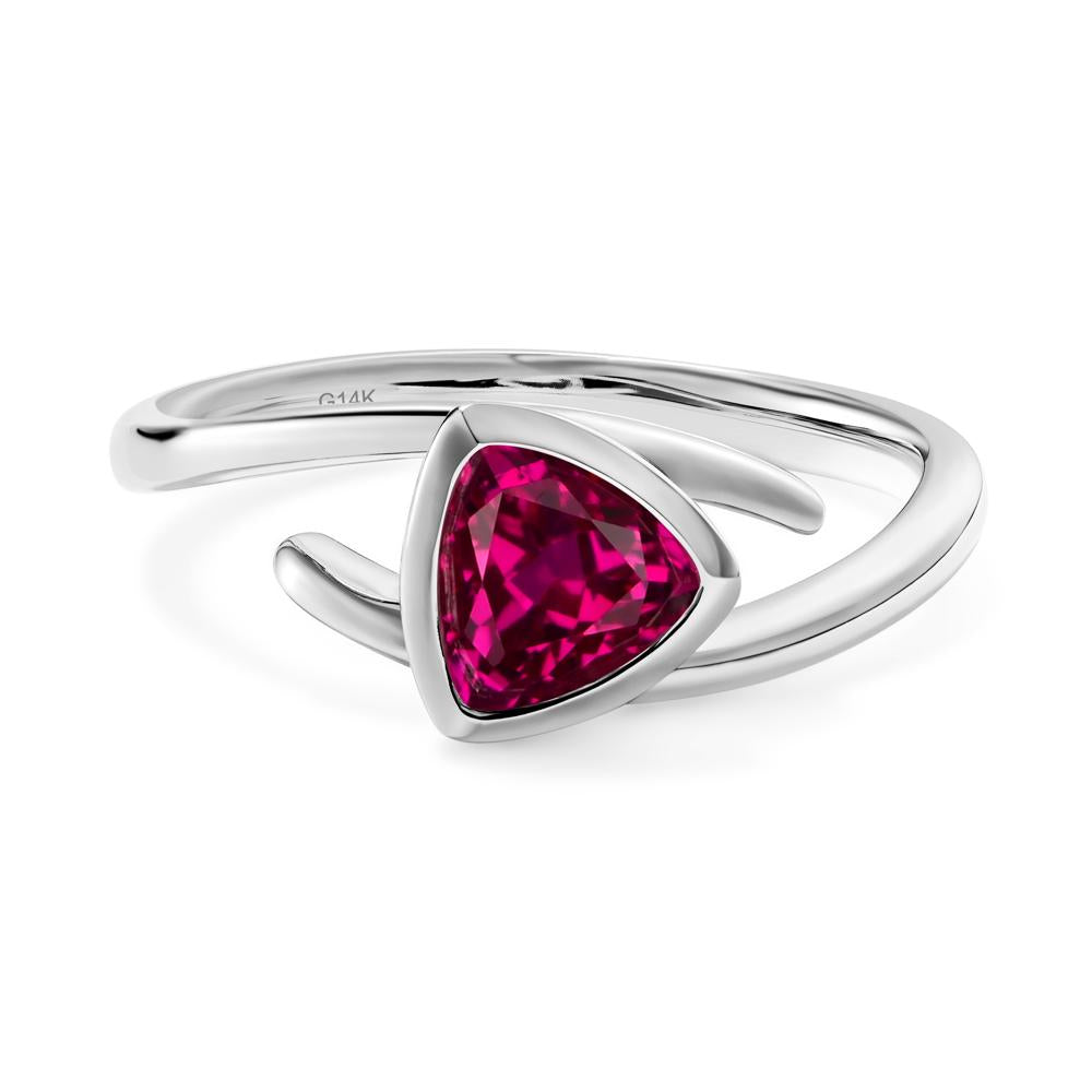 Bezel Set Ruby Ring - LUO Jewelry #metal_14k white gold