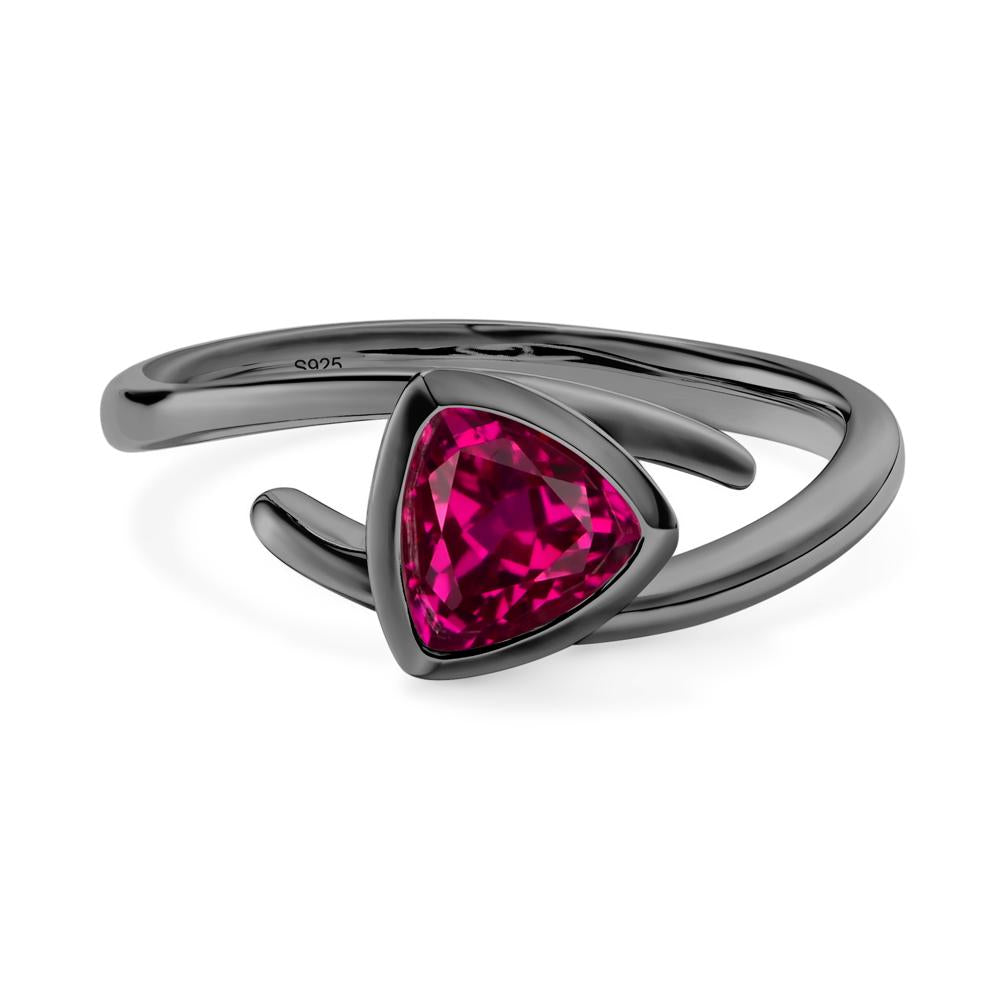 Bezel Set Ruby Ring - LUO Jewelry #metal_black finish sterling silver