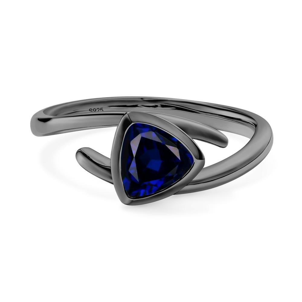 Bezel Set Sapphire Ring - LUO Jewelry #metal_black finish sterling silver