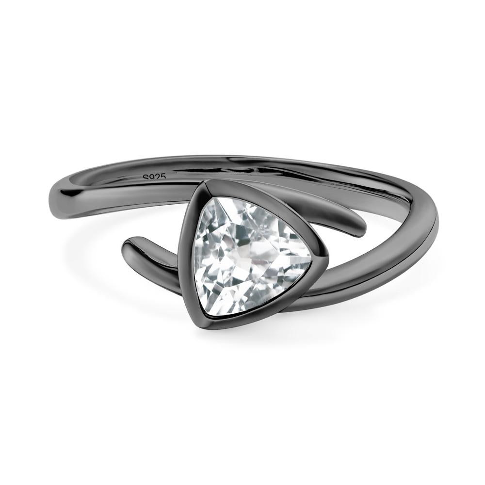 Bezel Set White Topaz Ring - LUO Jewelry #metal_black finish sterling silver