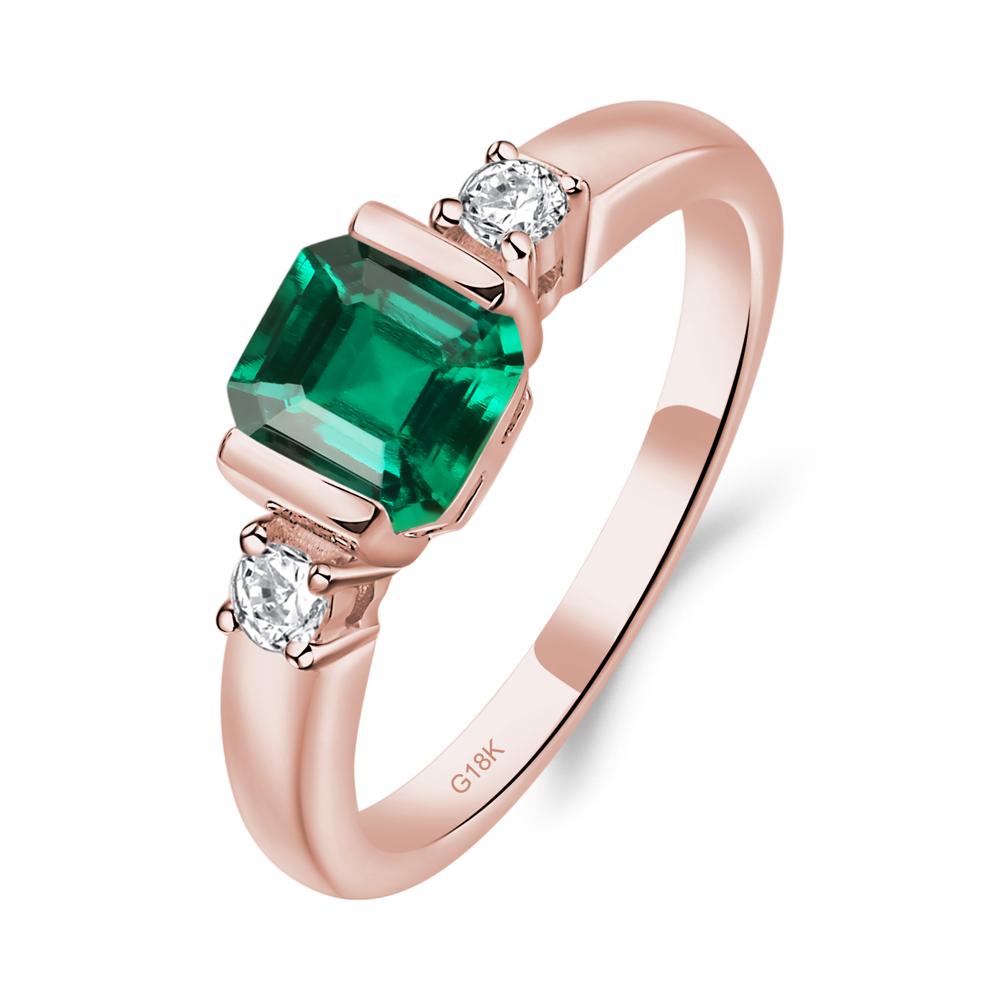 Emerald Half Bezel Set Asscher Cut Ring - LUO Jewelry #metal_18k rose gold
