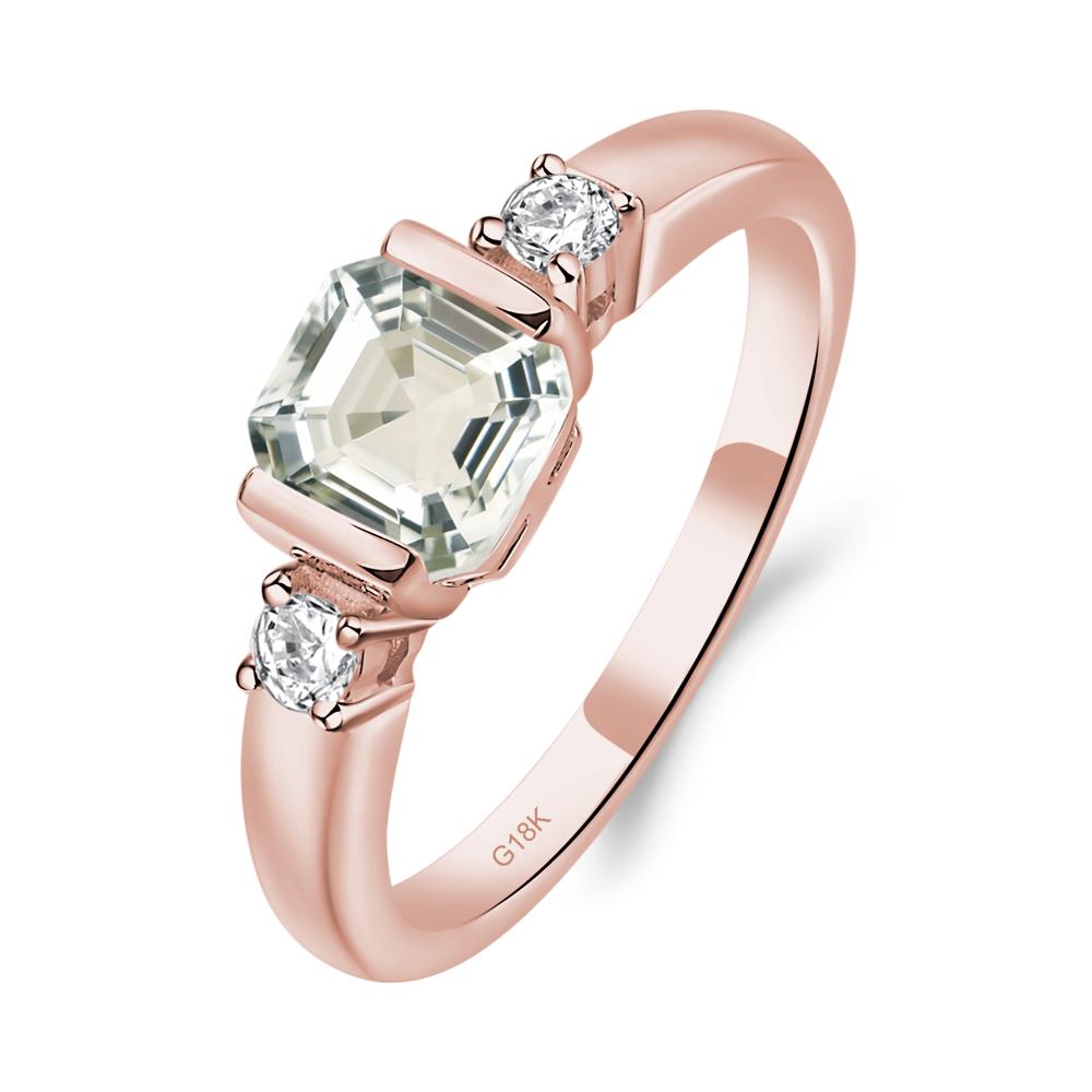 Green Amethyst Half Bezel Set Asscher Cut Ring - LUO Jewelry #metal_18k rose gold
