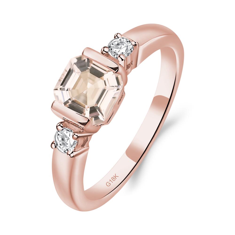 Morganite Half Bezel Set Asscher Cut Ring - LUO Jewelry #metal_18k rose gold