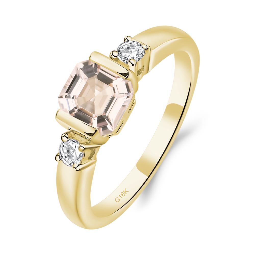 Morganite Half Bezel Set Asscher Cut Ring - LUO Jewelry #metal_18k yellow gold