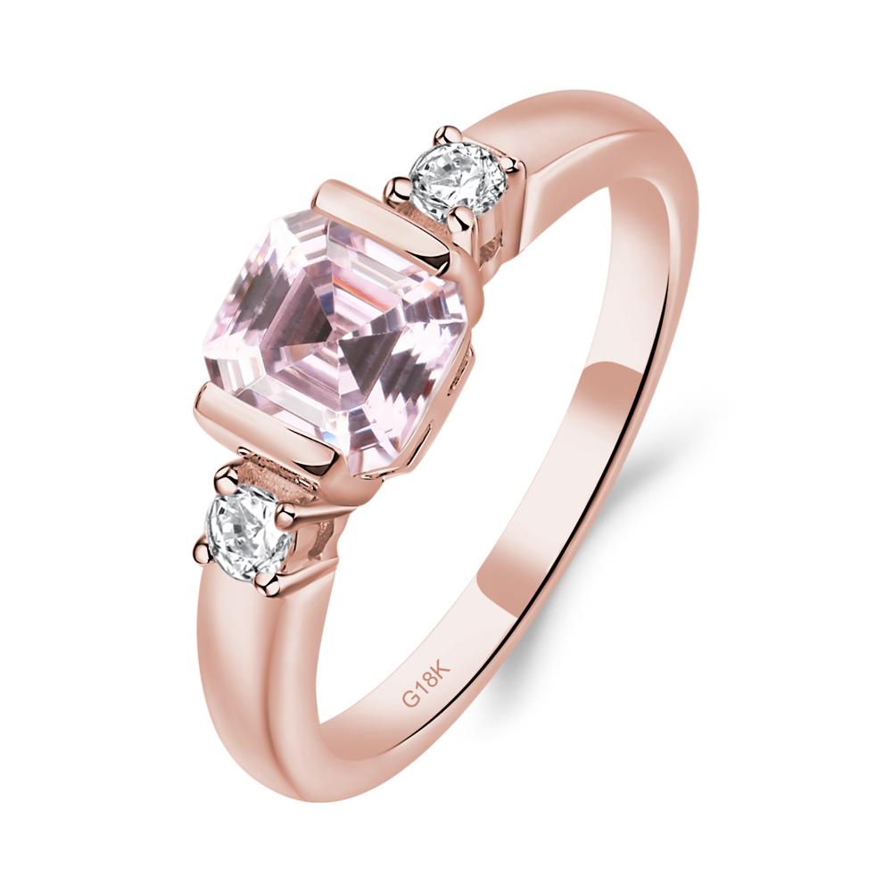 Pink Cubic Zirconia Half Bezel Set Asscher Cut Ring - LUO Jewelry #metal_18k rose gold